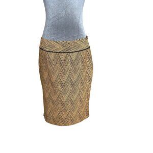 Carlisle Womens Chevron Pencil Skirt Size 6 Gold & Black